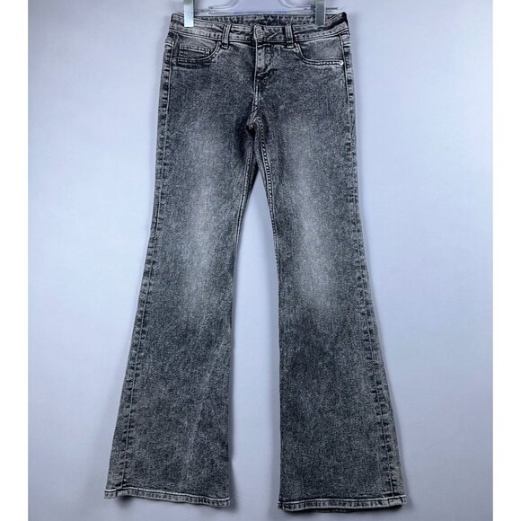 Divided By H&M Flare Leg Jeans Womens Size 6 Acid Wash Low Rise Stretch Gray - Picture 1 of 14